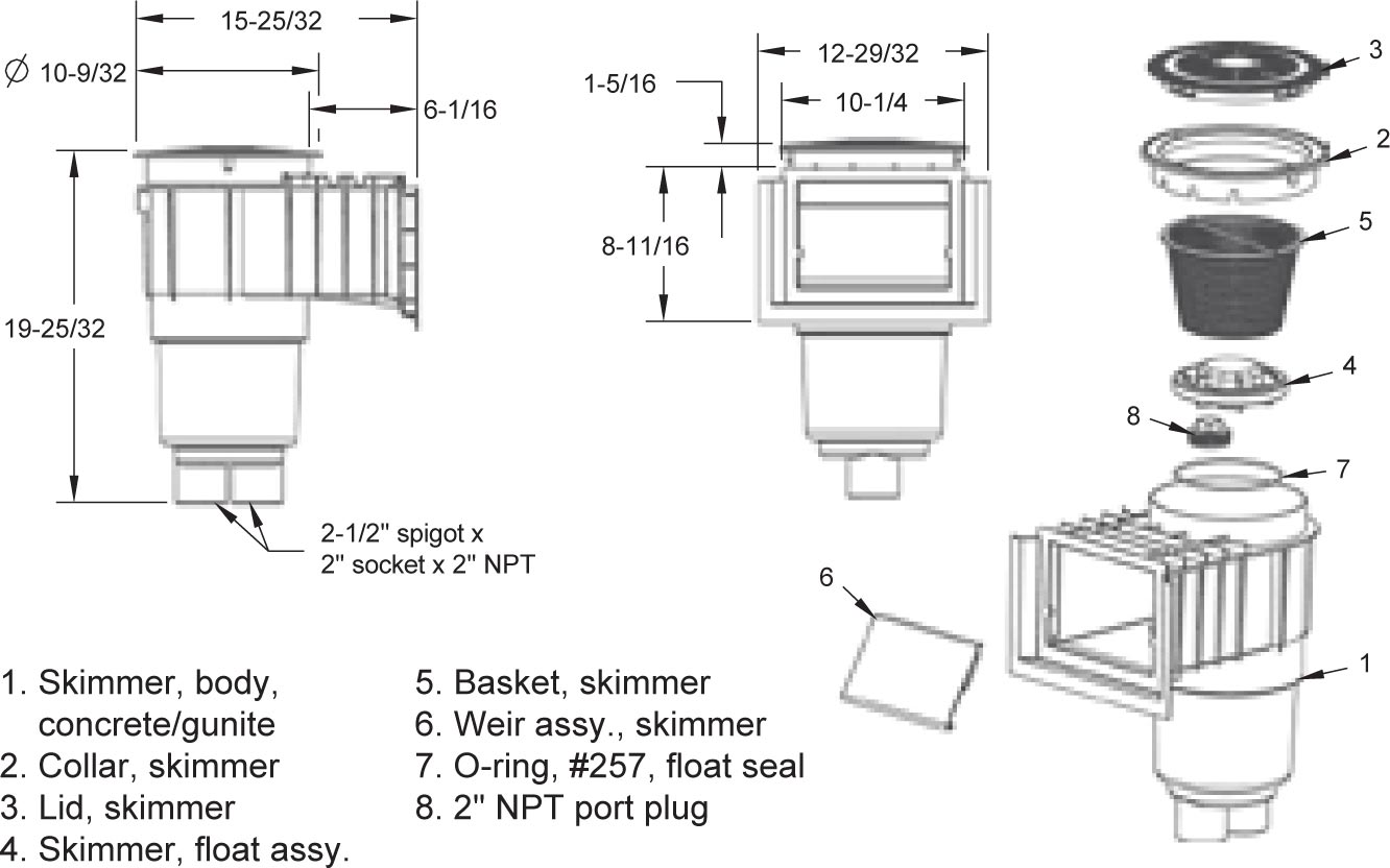 skimmer swimming pool details