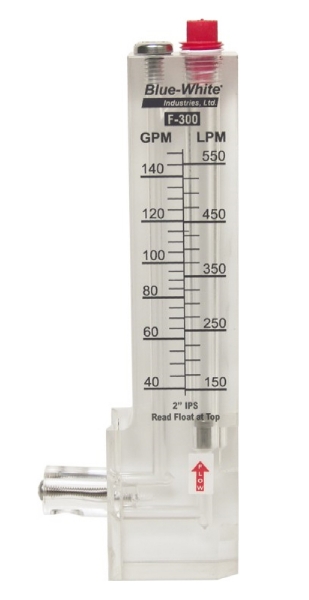 Blue White 2" Vertical PVC Downward Flow Meter 18-70 GPM | D-30200PR