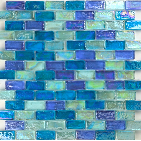 Artistry In Mosaics Poured Series 1x2 Glass Tile Light Blue Brick Blend Gp82348b4 Pool 0570