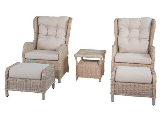  Vivere  Southampton Rattan  Sofa 5 pc Conversation Set Dark 