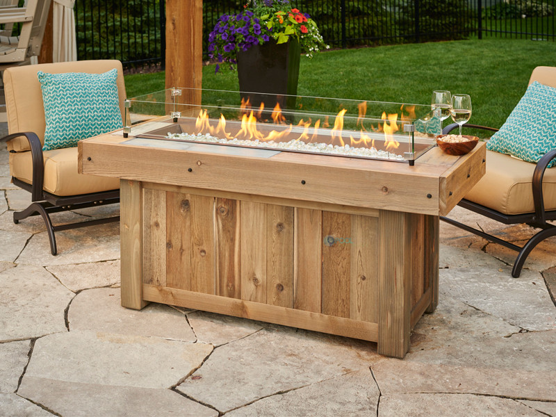 Outdoor GreatRoom Vintage Linear Gas Fire Pit Table | VNG-1242BRN