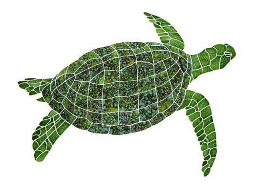 Ceramic Mosaic Sea Turtle Green | Large 27