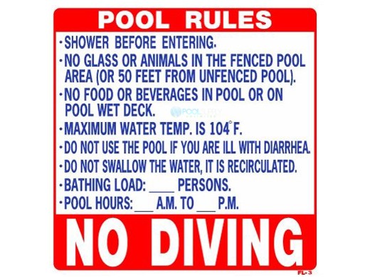 Florida Pool Rules Sign | 24