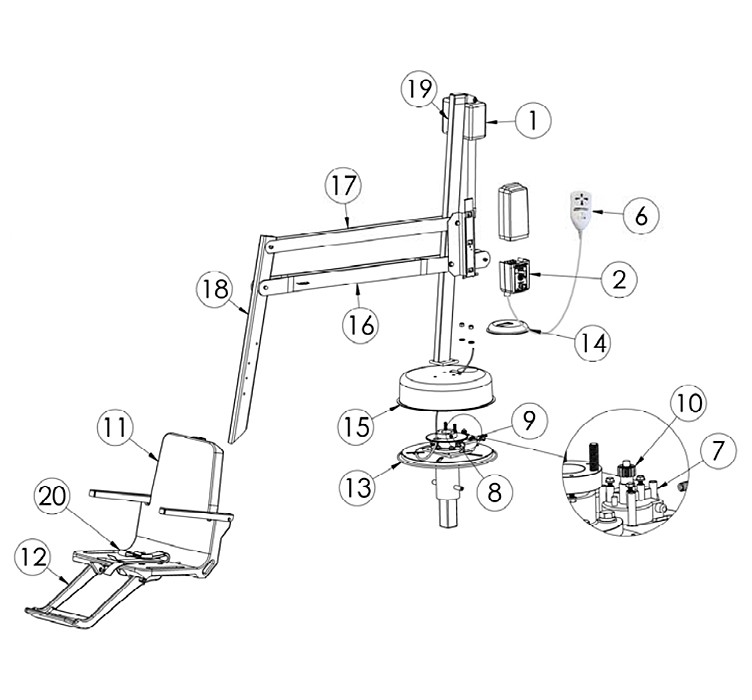 SR Smith Splash! Extended Reach CA Package Pool ADA Compliant Lift Kit | 390-2000 Parts Schematic