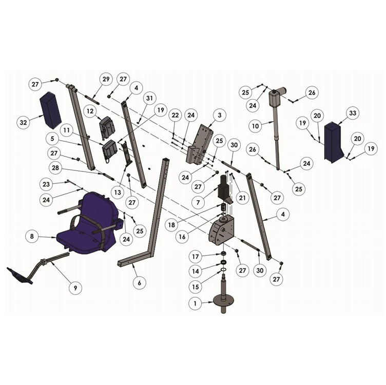 Aqua Creek Mighty 400 Pool Lift | No Anchor | White Powder Coat with Gray Seat | F-MTY400-G Parts Schematic