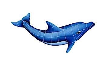 Artistry In Mosaics Dolphin Right Mosaic | Small - 15" x 30" | Blue | DOLBLURS