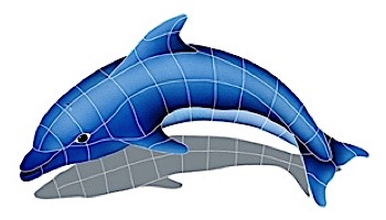 Artistry In Mosaics Dolphin Left with Shadow Mosaic | Medium - 25" x 40" | DSHBLULM