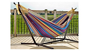 Vivere Double Cotton Hammock with Stand | 9-Foot Tropical | UHSDO9-20
