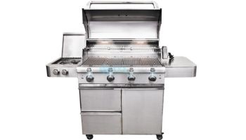 SABER Elite 4-Burner Stainless Steel Free Standing Propane Gas Cart Grill with Cover | R67SC0917