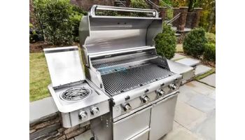 SABER Elite 4-Burner Stainless Steel Free Standing Propane Gas Cart Grill with Cover | R67SC0917