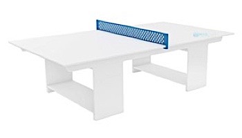 Ledge Lounger Outdoor Games Collection Ping Pong Table | White | White Paddles and Sky Blue Net | LL-GM-PG-WH-WH-SB | LL-GM-PG2-PD-WH-SB