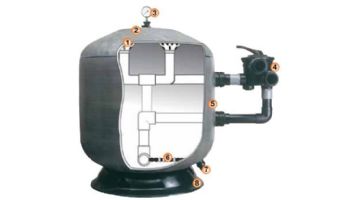 Waterco Micron SMDD1400 55" Commercial Side Mount Deep Bed Sand Filter | 4" Flange Connection 118 PSI | 16.49 Sq. Ft. 165 GPM | 22491408104NA | 30491408104NA