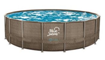 Blue Wave Dark Cocoa Wicker Frame Swimming Pool Package | 18_#39; Round 52_quot; Tall | NB19797