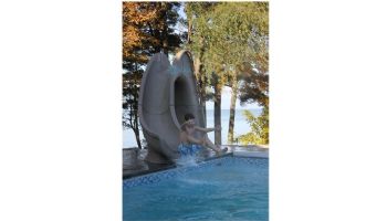 Global Pool Products Tidal Wave Pool Slide, Grey with Light Package, Right Turn GPPSTW-GREY-R-LED