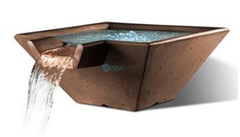 Slick Rock Concrete 34" Square Cascade Water Bowl | Shale | Stainless Steel Spillway | KCC34SSPSS-SHALE