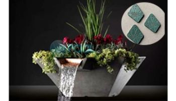 Slick Rock Concrete 22" Square Cascade Water Bowl + Planter | Rust Buff | Stainless Steel Scupper | KCC22SSCSS-RUSTBUFF