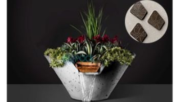 Slick Rock Concrete 22_quot; Conical Cascade Water Bowl + Planter | Coal Gray | Stainless Steel Scupper | KCC22CSCSS-COALGRAY