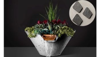 Slick Rock Concrete 22" Conical Cascade Water Bowl + Planter | Gray | Stainless Steel Scupper | KCC22CSCSS-GRAY