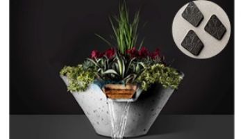 Slick Rock Concrete 22_quot; Conical Cascade Water Bowl + Planter | Onyx | Stainless Steel Scupper | KCC22CSCSS-ONYX