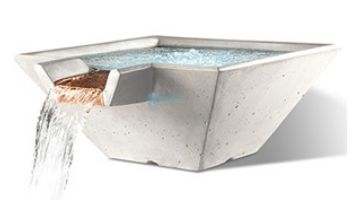 Slick Rock Concrete 34_quot; Square Cascade Water Bowl | Great White | No Liner | KCC34SNL-GREATWHITE