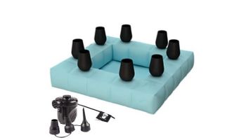 Pigro Felice Modul'Air 2-in-1 Inflatable Drink Cooler Pool Float Bar with Pump | Aqua Blue | 921992-AQUABLUE