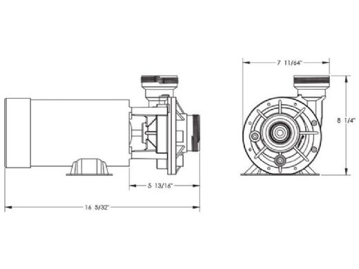 Waterway Hi-Flo II Horizontal Side Discharge 48-Frame 2HP Above Ground ...