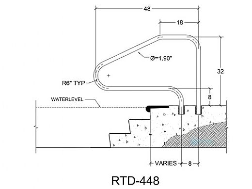 Saftron Return to Deck Mounted 4-Bend Handrail |RTD-448-W