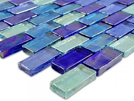 Artistry In Mosaics Poured Series 1x2 Glass Tile Dark Blue Brick Blend Gp82348b3 Pool 9891