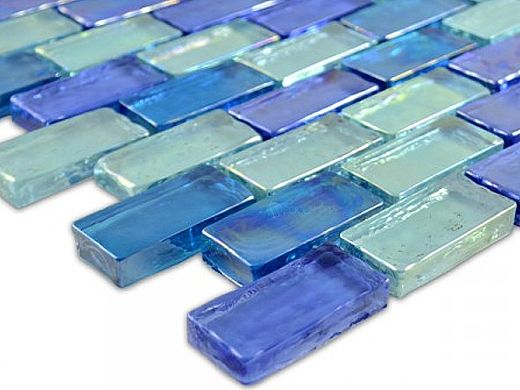 Artistry In Mosaics Poured Series 1x2 Glass Tile Light Blue Brick Blend Gp82348b4 7658