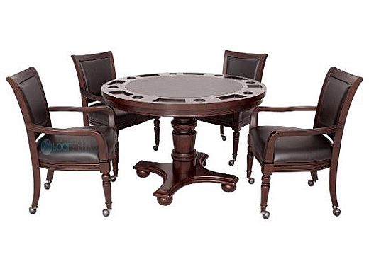 Carmelli Bridgeport 2 In 1 Poker Game Table Set Walnut Finish Ng2348w