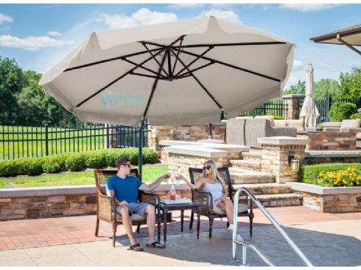 Freeport Cantilever Patio Umbrella With Valance 11ft Octagon Stone Sunbrella Acrylic Nu6555b 7970