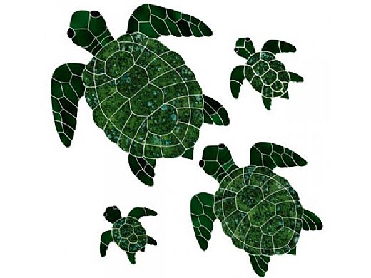 Artistry In Mosaics Turtle Classic Topview Green Mosaic 